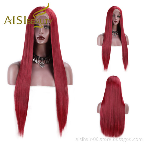 Aisi Beauty Wholesale Vendor Multi Color Cosplay Long Silky Straight Lace Frontal Synthetic Hair For Black Women Lace Front Wig